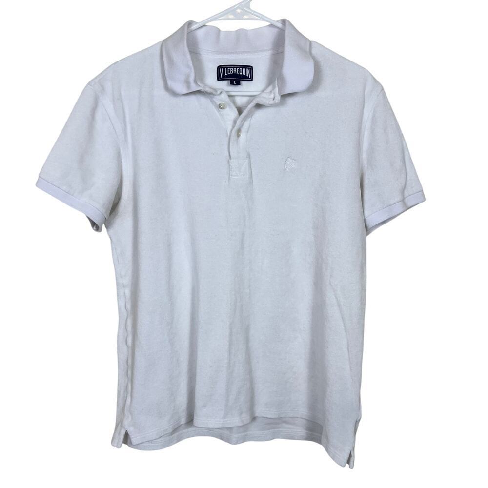 Vilebrequin Terry Polo White Short Sleeve Men's Large Preppy Beach Designer